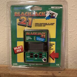 🔥 Vintage Radica Blackjack 21 Handheld Electronic Video Game Model 550 • New!!